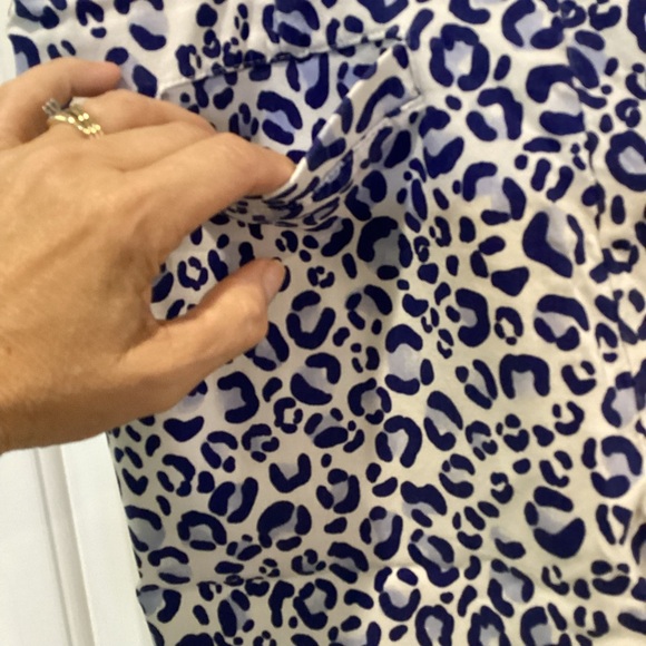 Kim Rogers Blue Leopard Print Women's Bermudas - Picture 5 of 9